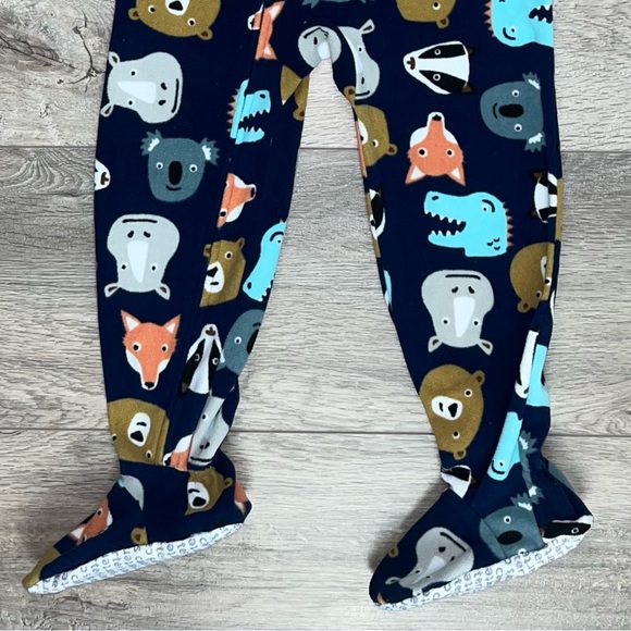 Carter’s Fleece Footed Pajama’s 4T Animals Navy Blue - Picture 10 of 11